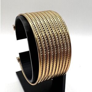 Gold Tone Multi-Strand Twisted Cuff Bracelet | Statement‎ Bangle